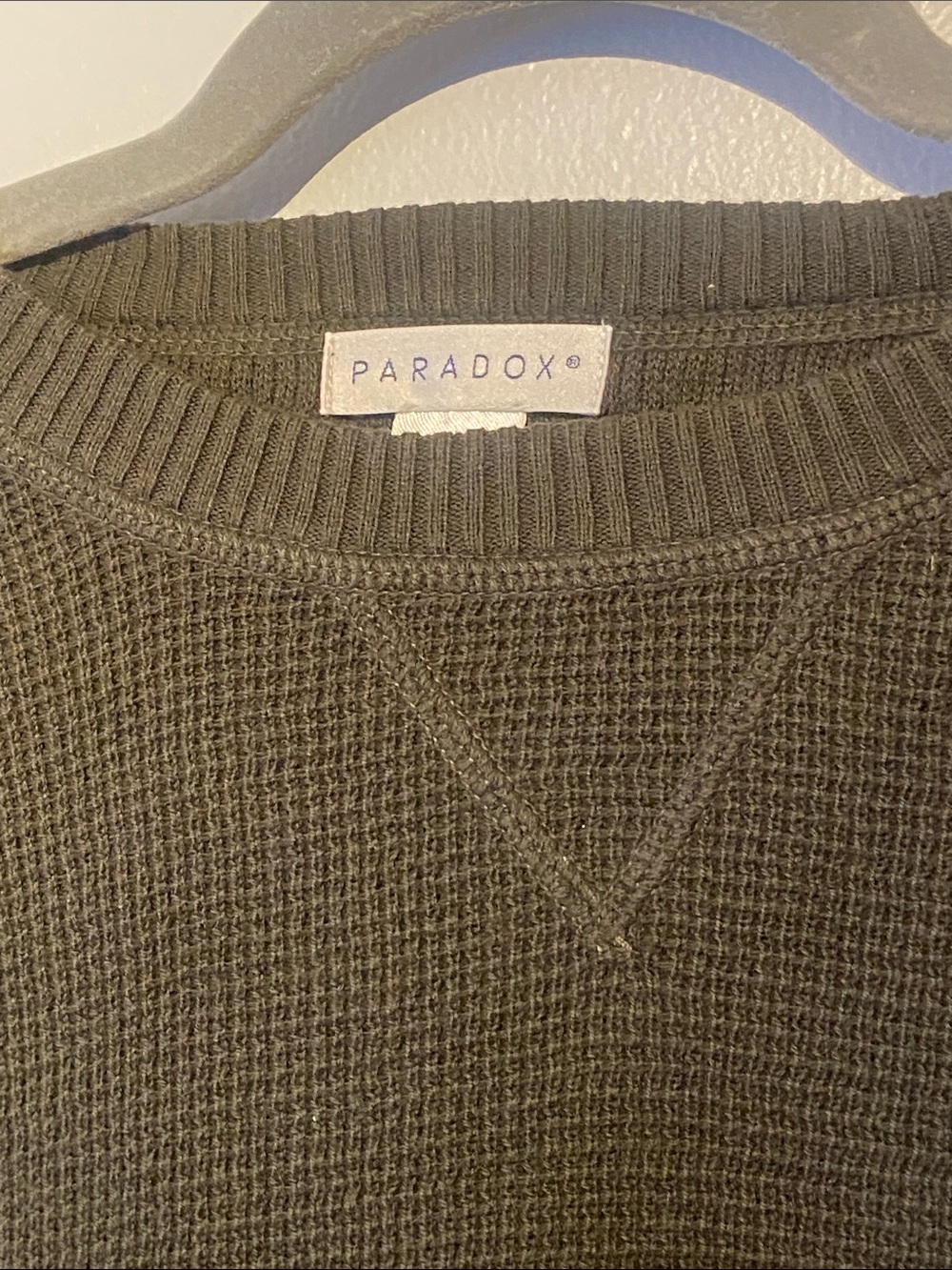 Paradox Men's Olive Green Waffle Knit Crewneck Sweater L New